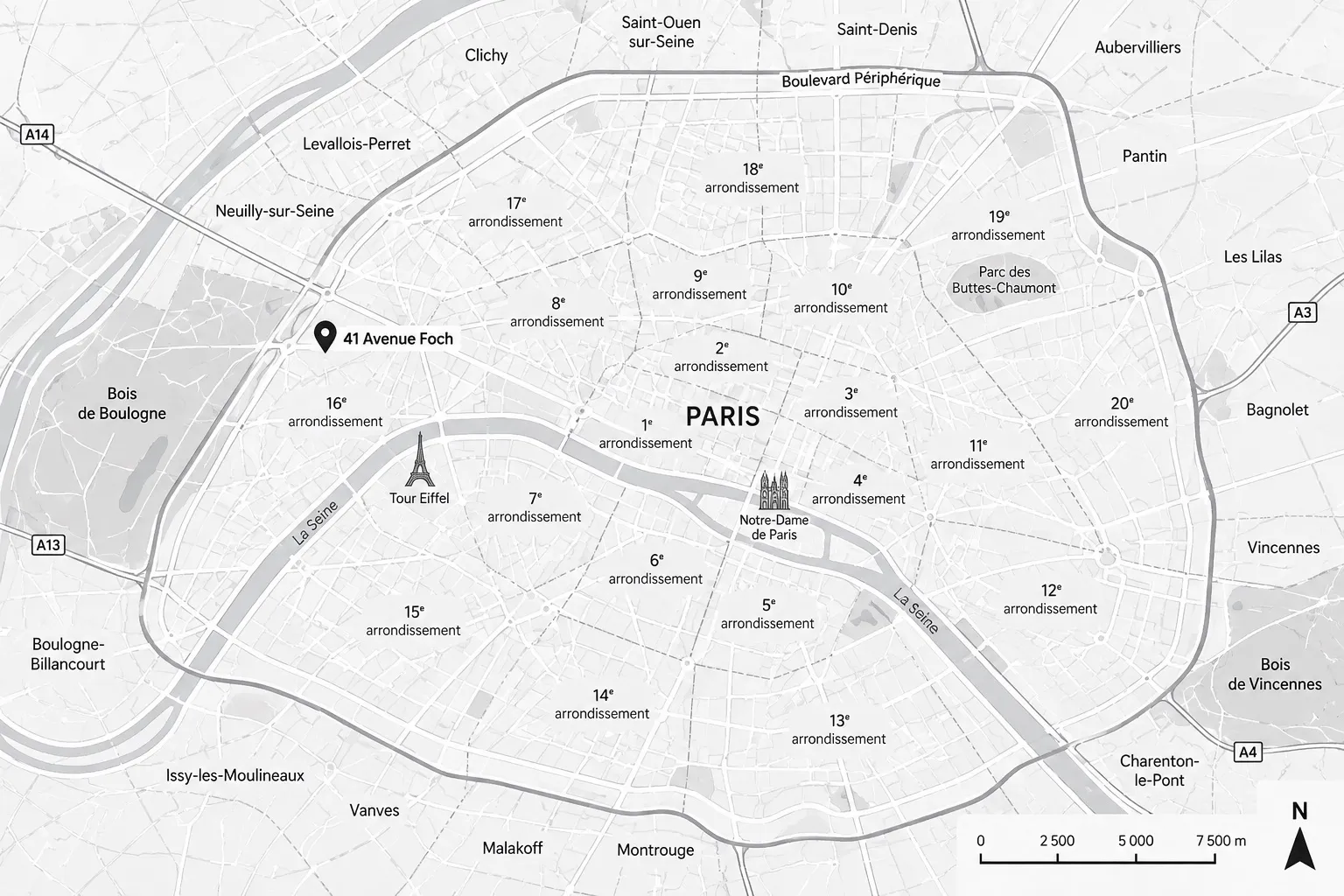 Plan d’accès au cabinet, 41 avenue Foch, 75116 Paris